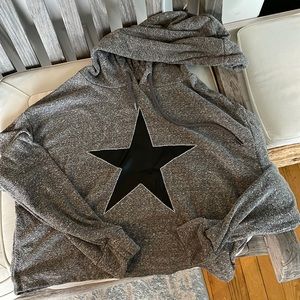 Marc New York- Grey star crop top hoodie